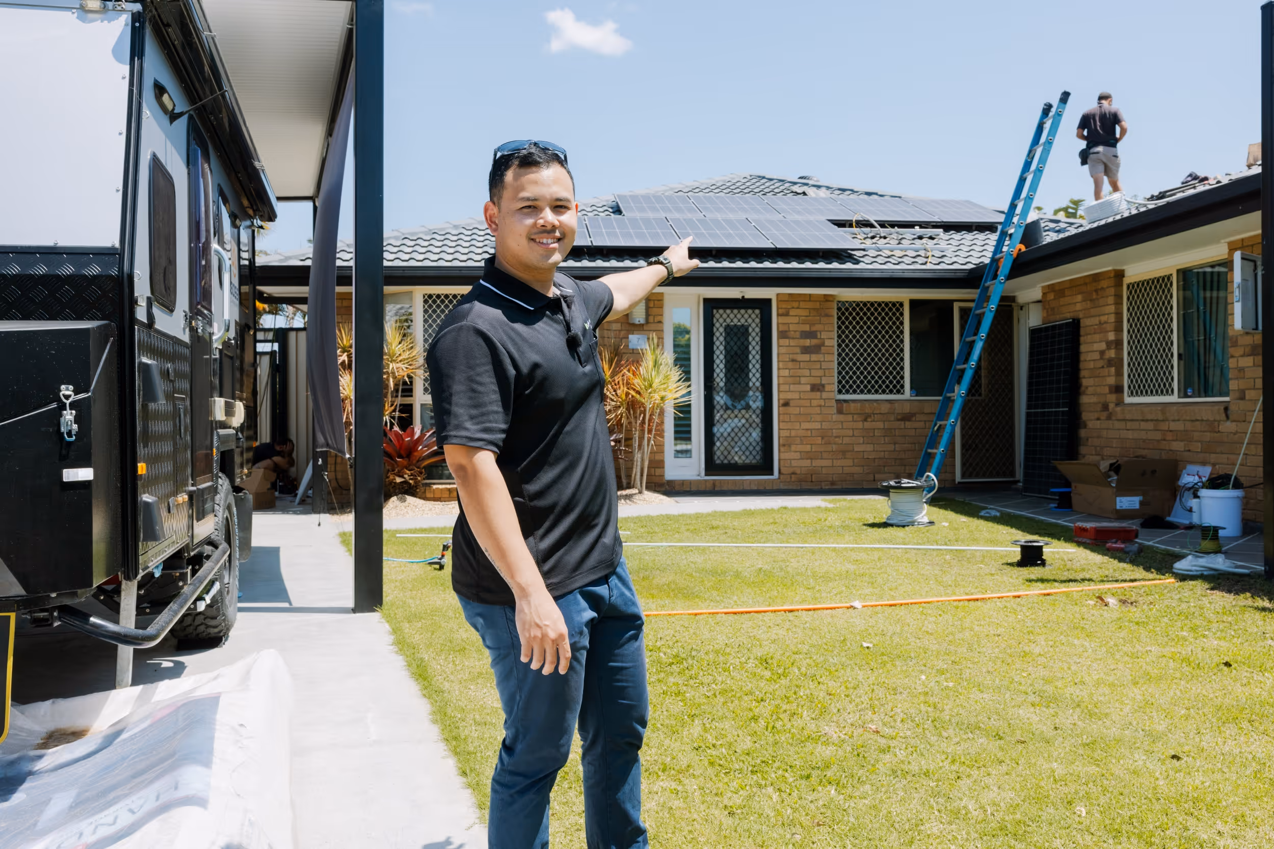 Completed solar panel installation on a residential home in Tanah Merah.